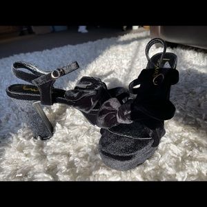 Black Velvet Bow Platform Heels